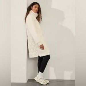 NWT ATHLETA Fleece Hybrid Coat M Medium | Bone (white)
